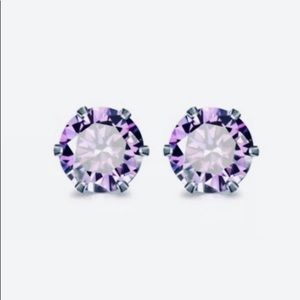 💗 Hypoallergenic Stainless Steel Amethyst Crystal Earrings 6mm NEW